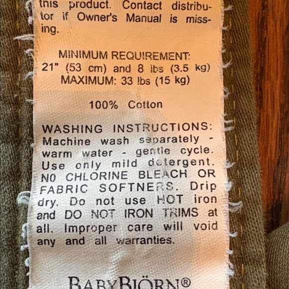 Baby Bjorn green adjustable infant front pack - Picture 13 of 13